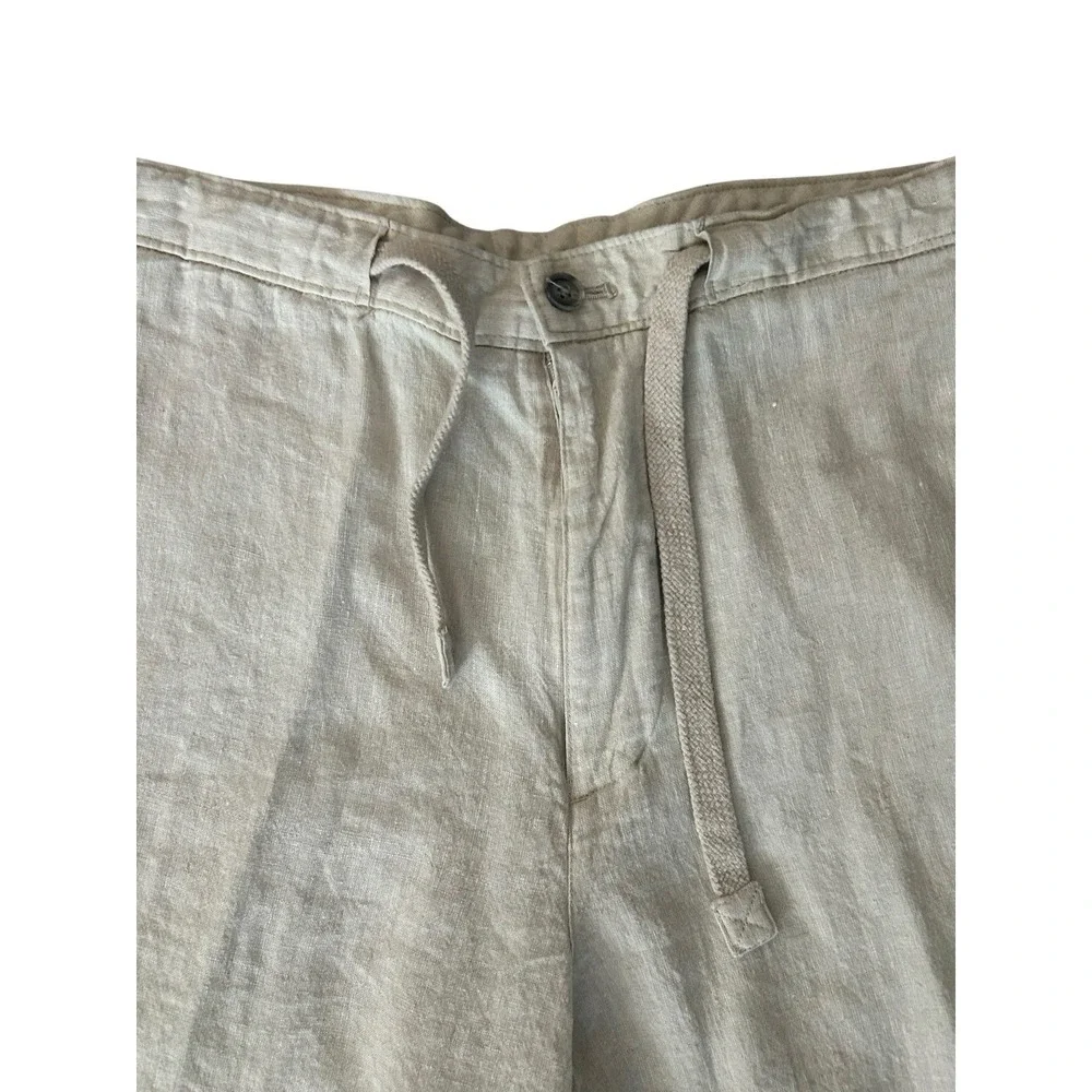 Tasso Elba 100% Linen Chino Pants Beige Semi Sheer‎ 36x27 Coastal Lightweight